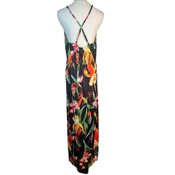 2/$50 NEW Bohemian XL Floral V-Neck Maxi Dress With Cross Back Straps - Picture 8 of 16